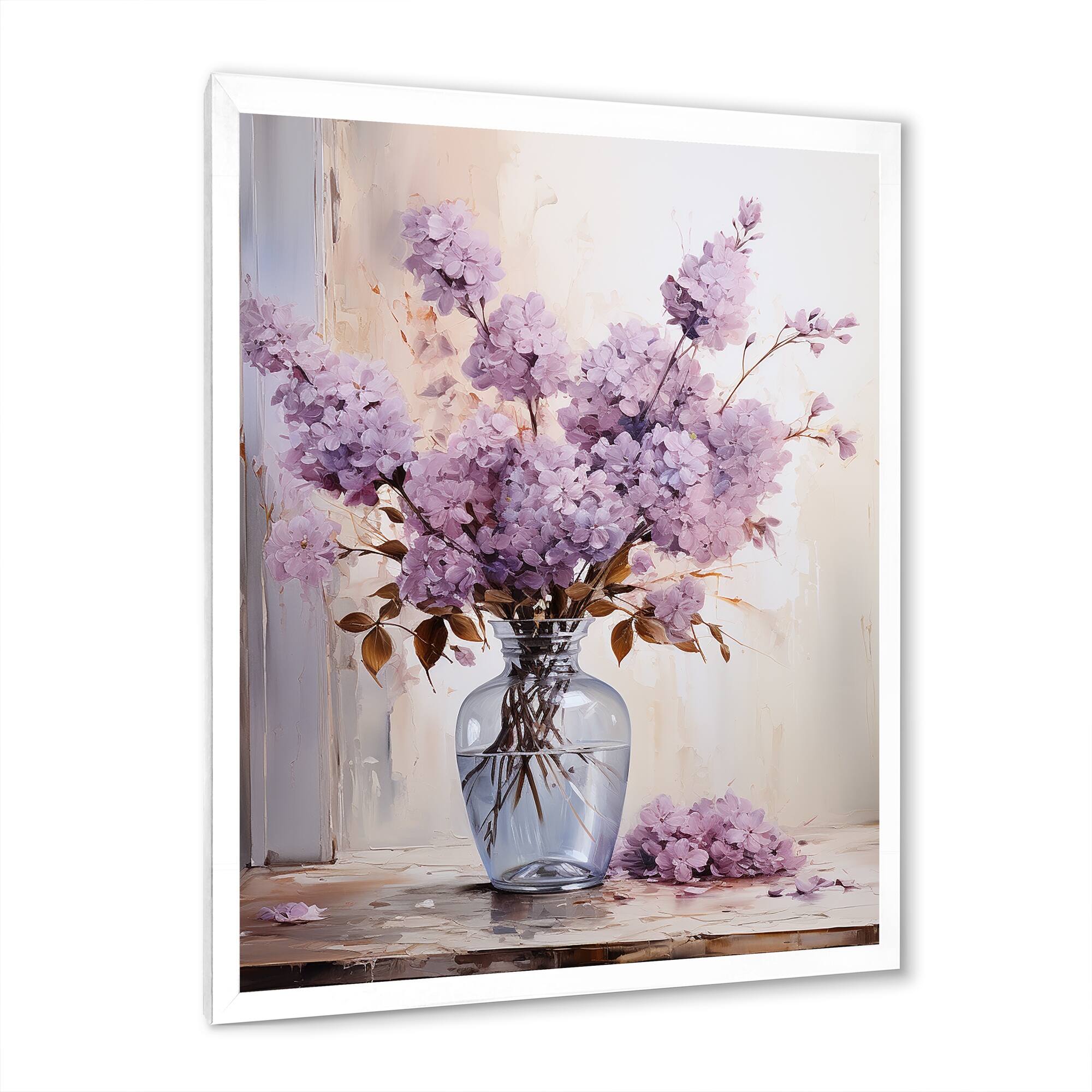 Designart "Lilacs Lavender Serenade II" Lilacs Framed Wall Decor Bed